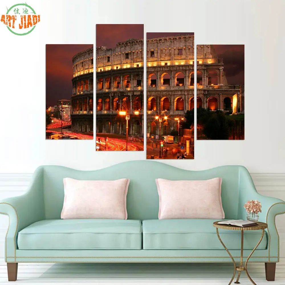 4 5 Pieces HD new Ancient Rome Famous Building Oil Painting Wall Art