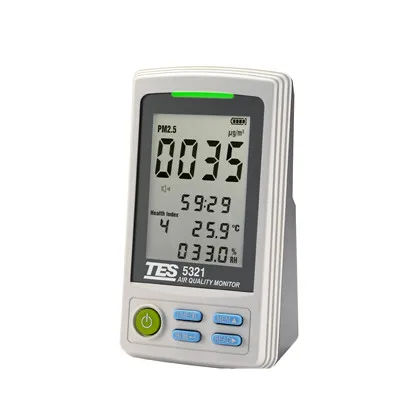 

TES-5321 PM2.5 Air Quality Monitor TES5321 PM2.5 Air Quality Monitor Testing Humidity and Temperature VOCs