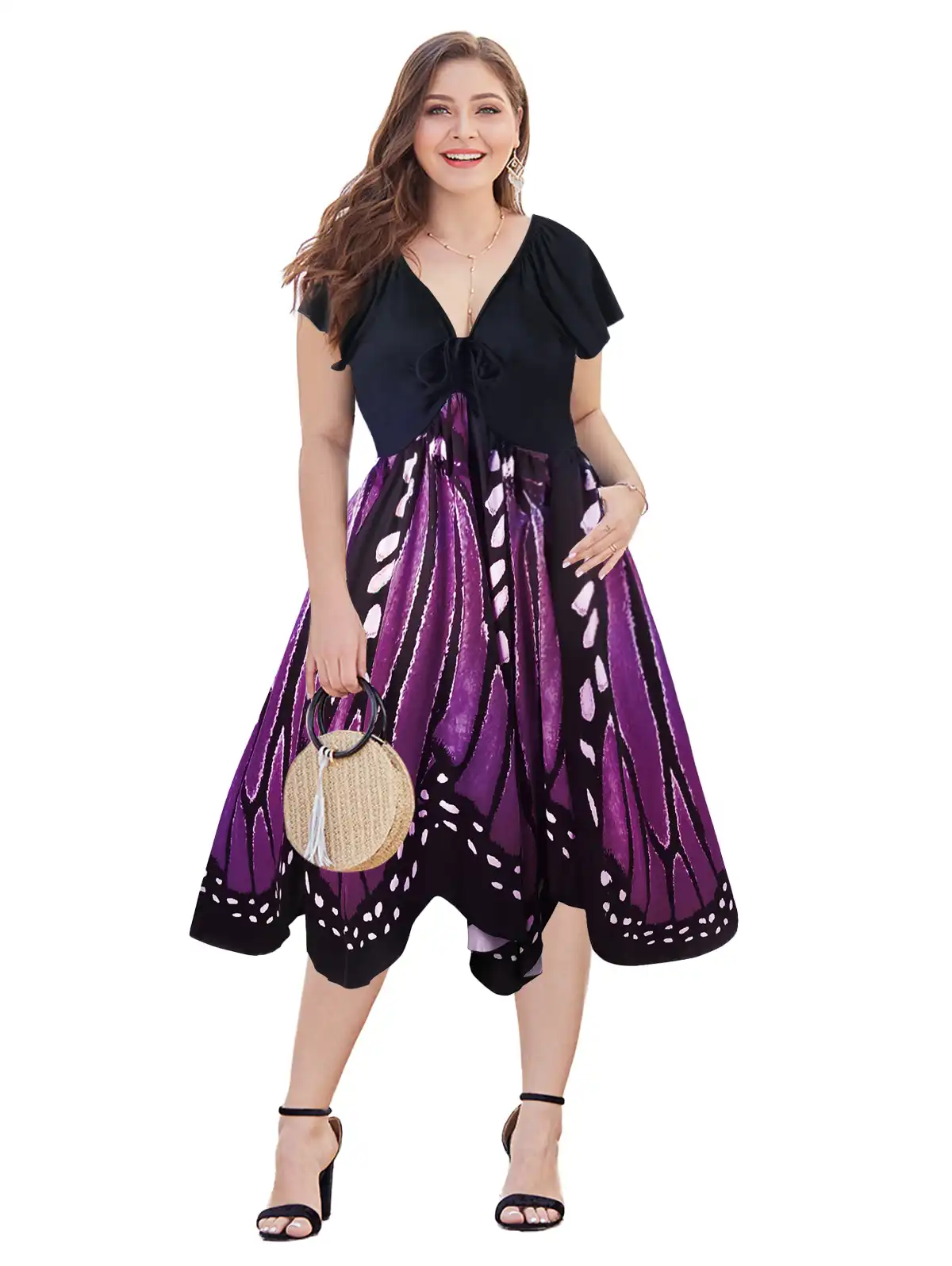 low cut swing dress