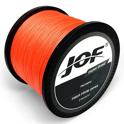 JOF 8 Strands 1000M 500M 300M PE Braided Multifilament Fishing Line Japan Multicolour Fishing Weave Extreme Super Strong Orange