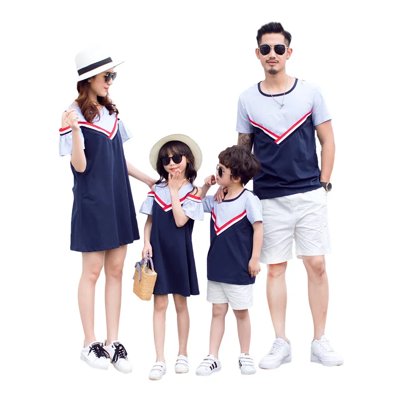 Платье для мамы и дочки; Летние одинаковые комплекты для семьи; Корейская одежда; платье для девочек; семейная одежда для папы и дочки, мамы и сына