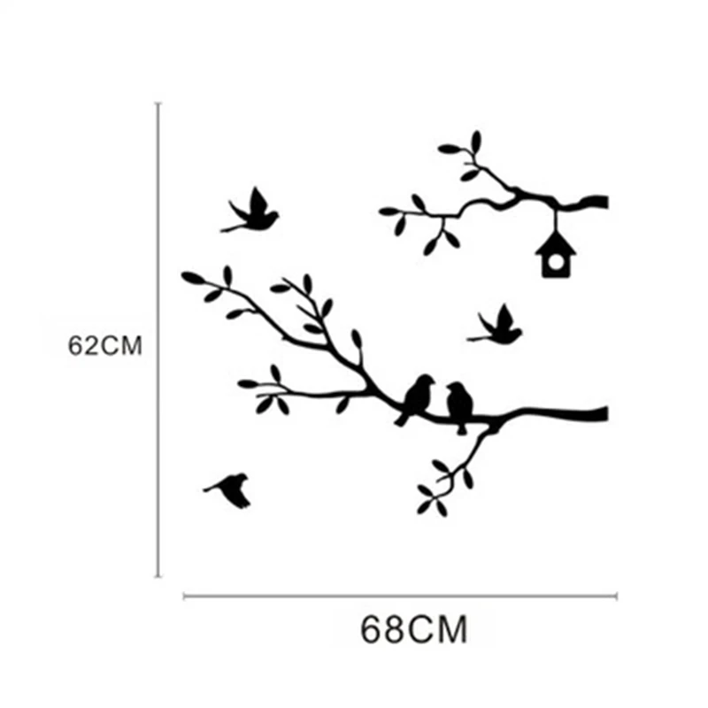 Самоклеящаяся виниловая наклейка на стену с птичьим деревом s наклейки художественное украшение слова черный/белый/розовый/серый домашний стикер для декора офисных стен