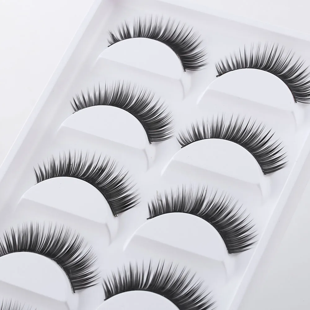Handmade 5 Pairs Long Thick False Eyelashes Women Girls Natural Long