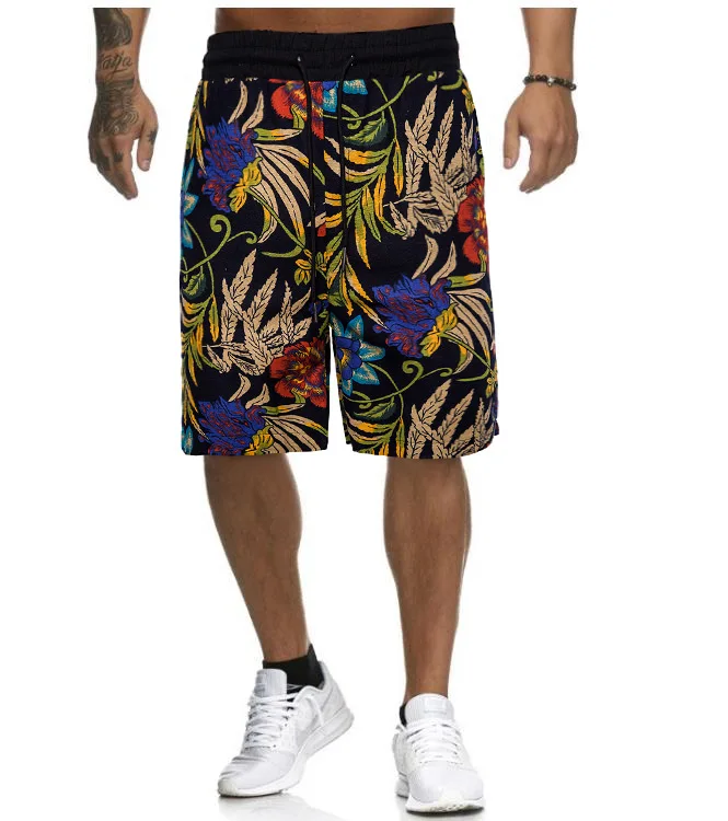 Men's new shorts casual shorts irregular pattern pants beach pants casual shorts loose casual men's