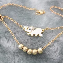 Cute Elephant Family Stroll Design Fashion Women Charming Ankle Bracelet Foot Chain Foot Jewelry 3006