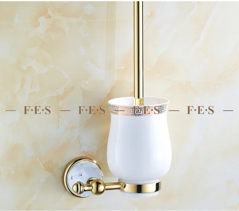 Золотистого цвета, полированный латунь и алмаз настенный наборы аксессуаров для ванной комнаты полотенца стойки Полка крюк бумага