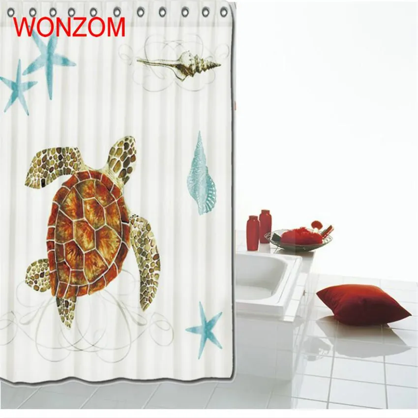 

WONZOM Sea Lion 3D Waterproof Shower Curtain Polyester Bathroom Decor Sea Turtle Decoration Cortina De Bano 2018 Bath Curtain