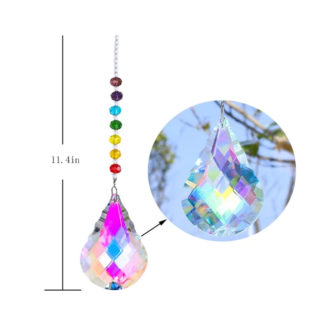 H&D Chakra Crystal Suncatcher 76 Mm Ab Gourd Prizma Csepp Szivárványkészítő Kézműves Lánc Lógó Ablak Díszes Otthoni Kerti Dekoráció - Image 5