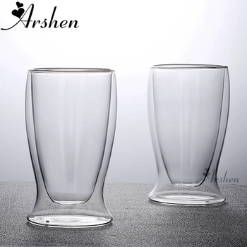 

Arshen 450ML Creative Egg Shaped Double Wall Shot Glass Clear Handmade Heat Resistant Tea Drink Cups Drink Mug Coffee Glass Mugs
