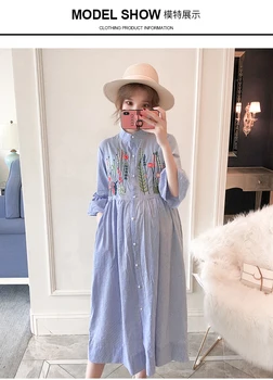 

Pregnant Dress Fashion Striped Dress Long Sleeved Vestidos Maternity Clothes For Pregnant Woman Pregnancy Clothes Autumn