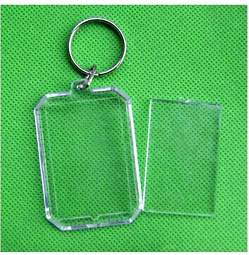 170 pcs/lot Blank Acrylic Keychains Insert Photo plastic Keyrings