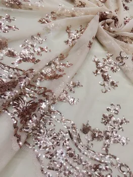 

Nigerian Lace Fabric 2018 High Quality Lace 3d flower Sequins African Lace Fabric Pink Embroidery French Lace Fabric For Bridal