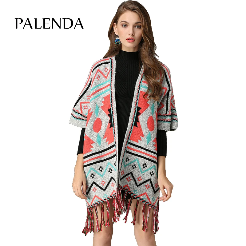 

bohemian geometric tassel cardigans sweater thick and warm