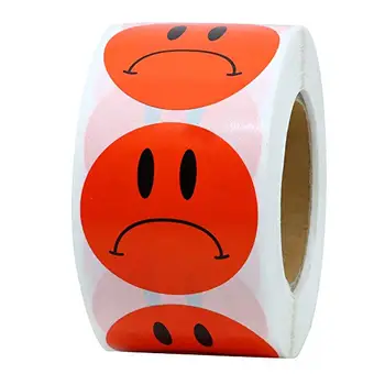 

Red Crying face sticker 1" Inch Round Circle Teacher Labels Wedding sticker 500 Total (1 pack)