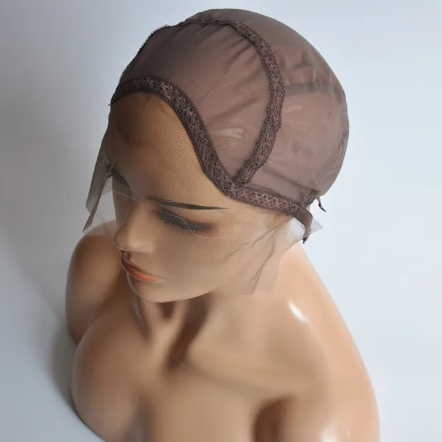 Cheap Swiss Lace Front Wig Cap For Making Wig Weave Cap With Adjustable Straps With Guide Line Sewn in For The Hairline Size S/M/L