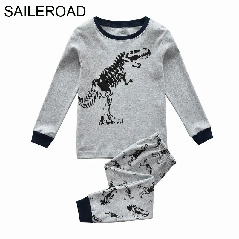 

SAILEROAD 2-7 Years Dinosaur Skeleton Nightwear Pijamas Warm for Boys Autumn Children's Pajamas Sets Kids Sleepwear Clothes Sets