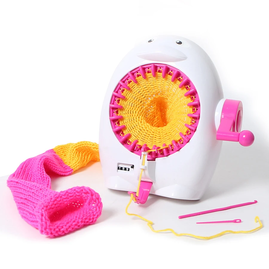 

DIY Girls Knitting Loom Machine Penguin Scarf Hat Smart Knitter Toy Playset Weaver Sewing Tools Accessory with Yarn Balls
