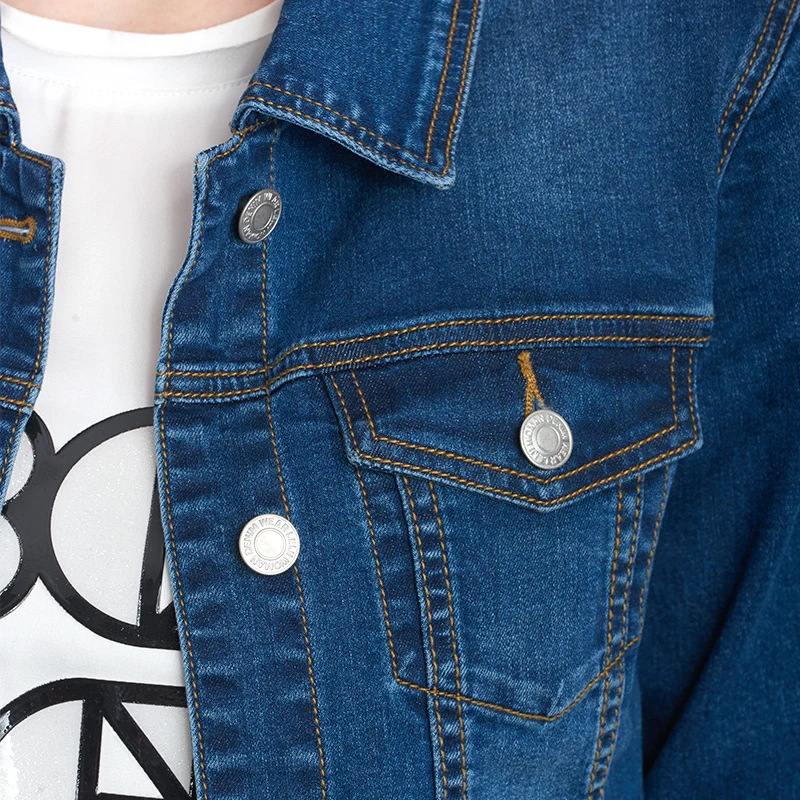 2019 LEIJIJEANS Women Plus Size 6XL long basical jeans jacket coat Bleach Full Sleeves Single Breast Slim Women Denim Jacket