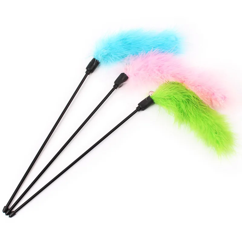 

Strong-Toyers 3 Colors Pet Cat Kitten Plastic Feathers Toy Random Color