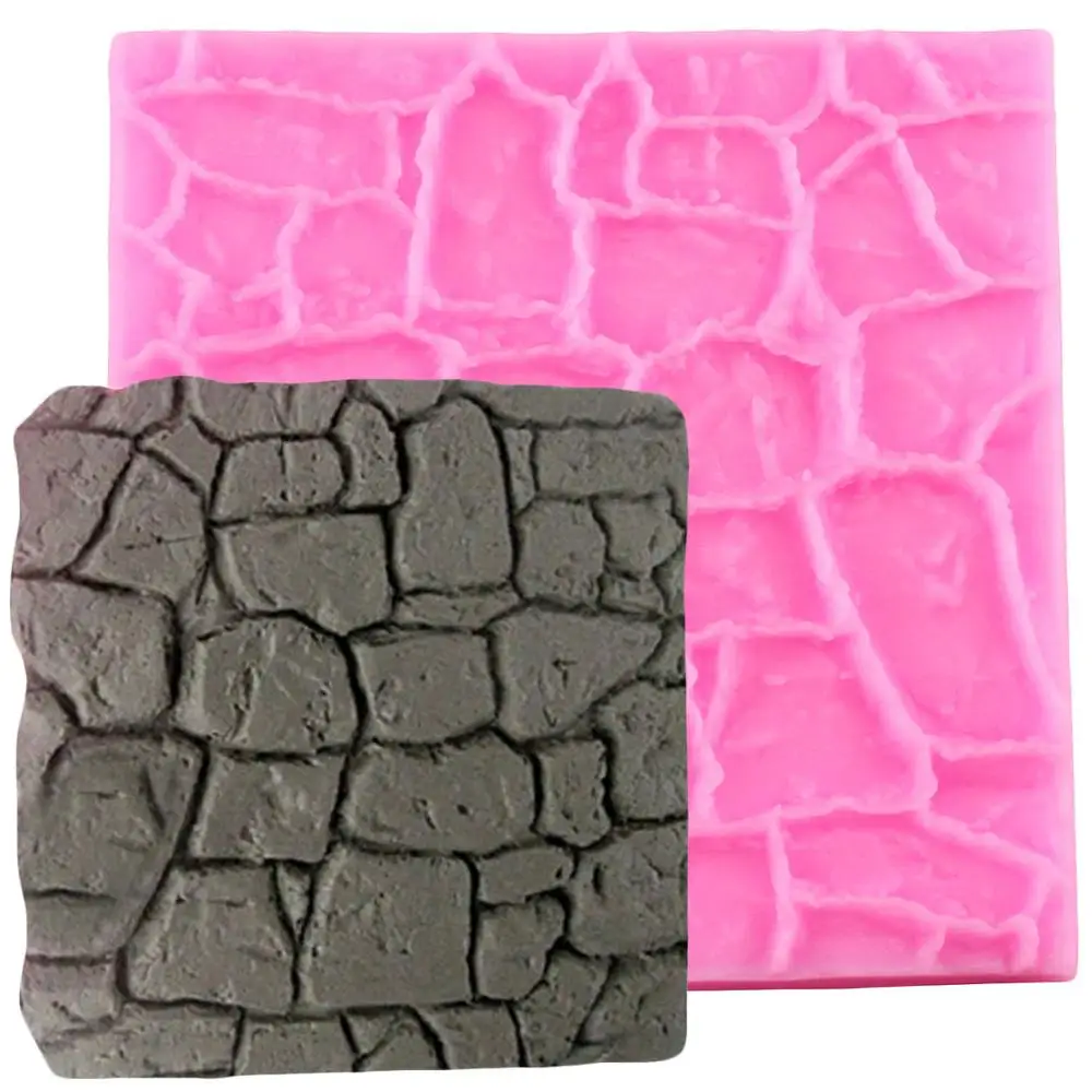 

New Cobble Stone Wall Line Silicone Impression Texture Mat Sugarcraft Fondant Chocolate Mould DIY Cupcake Decorating Tools