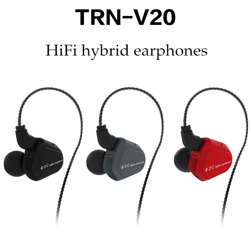 

Newest TRN V20 DD+BA Hybrid In Ear Earphone HIFI DJ Monitor Running Sport Earphone Earplug Headset With 2PIN Cable