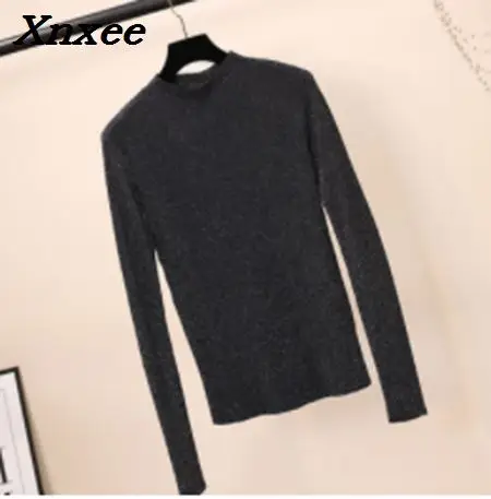 Xnxee Shiny Lurex Autumn Winter Sweater Women Long Sleeve Pullover Women Basic Sweaters Women 2018 Korean Style Knit Tops Femme
