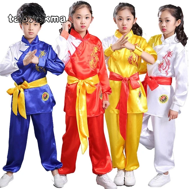 

Chinese Traditional Wushu Clothing for Kids Martial Arts Uniform Kung Fu Suit Girls Boys Stage Performance Costume Set T32