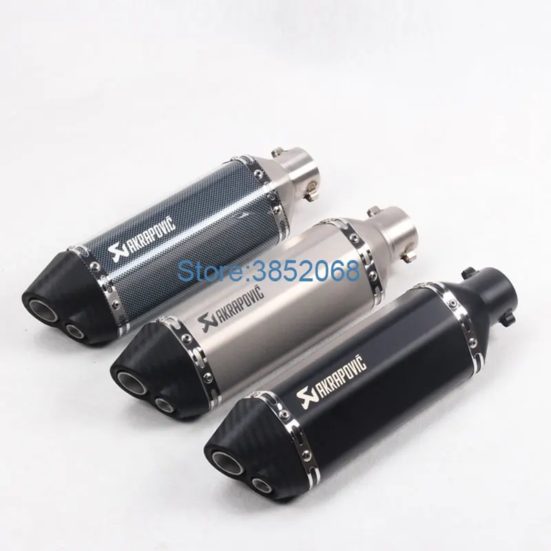 

ID:51mm L:470mm Universal Motorcycle Exhaust Muffler Escape Scooter Akrapovic Exhaust Muffle Dual Hole Fit for Most Motorbikes