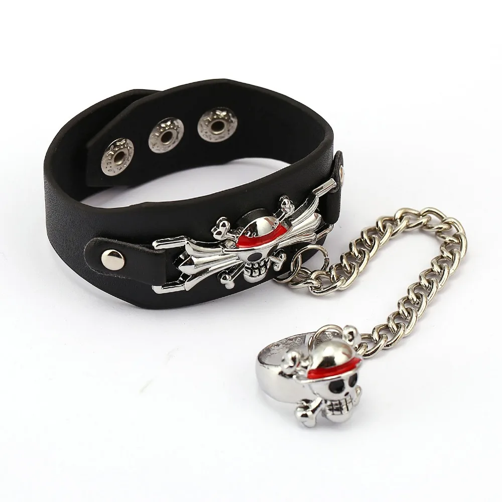 One Piece Bracelet Cuir Logo Luffy Pirate Wristband