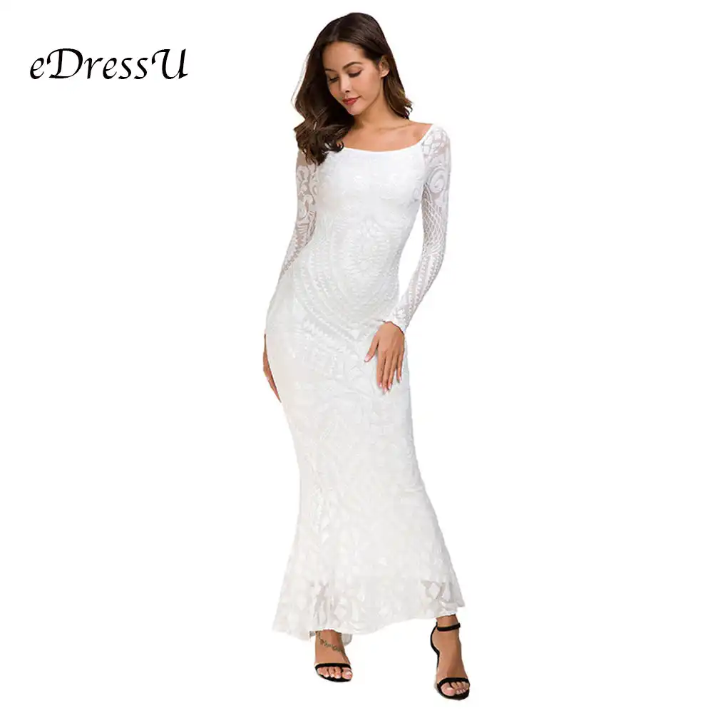 white sequin party dress