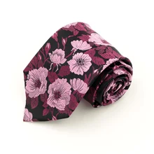 Шелковые галстуки мужские с принтом цветы цветочный шейный платок Bussniess Свадебная вечеринка бренд Cravate 9 см ширина темно-синий пурпурно-красный
