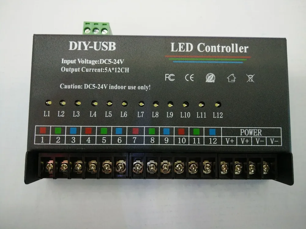 DC5 24V DIY USB LED controller 5Amper*12Chanel output connect with RGB