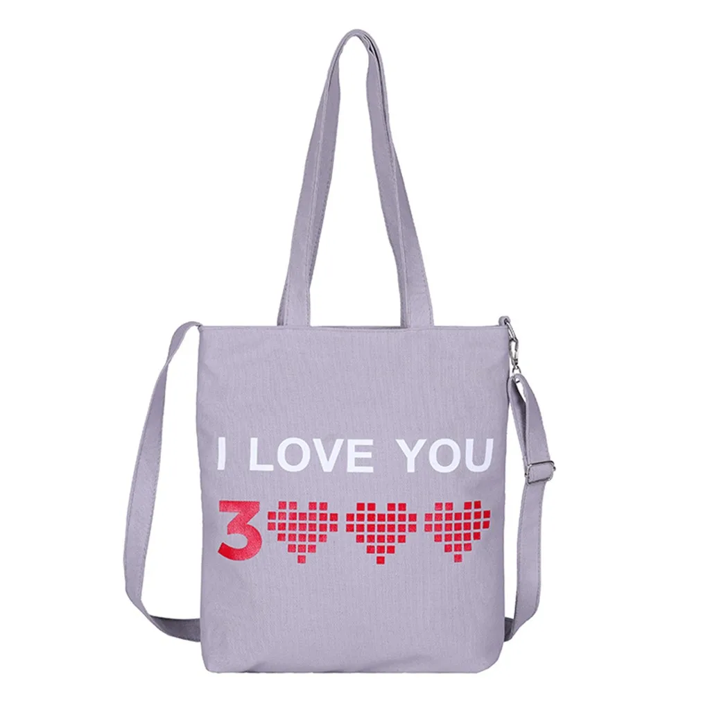 

Women Ladies Fashion Girls I LOVE YOU Letter Canvas Tote Handbag Shoulder Crossbody Bag bolso mujer p