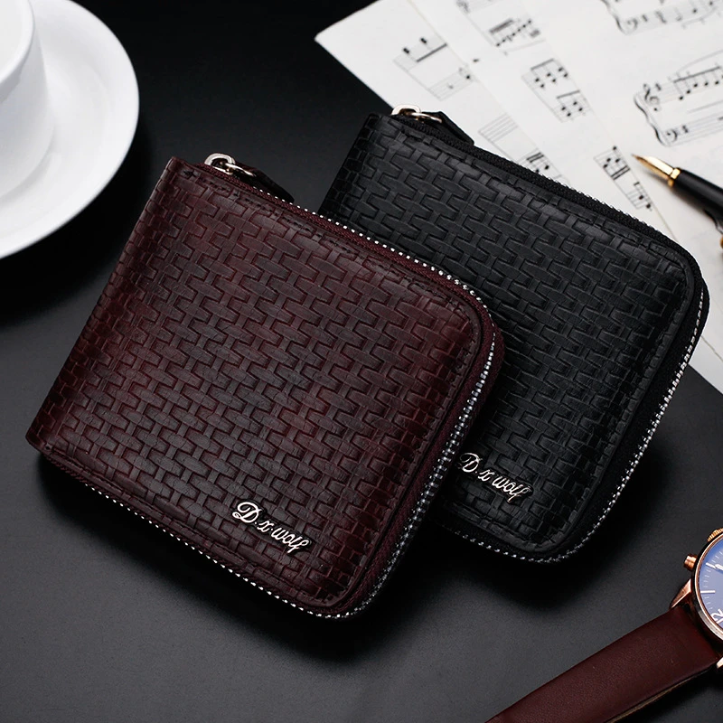 Comercio al por mayor fábrica directa sección corta de los hombres de la manera tres cremallera patrón de cartera|Carteras| - AliExpress