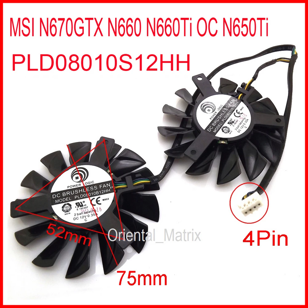 Бесплатная доставка 2 шт./лот PLD08010S12HH 12V 0.35A 75 мм для MSI N660Ti OC N650Ti N670GTX N660 ястреб