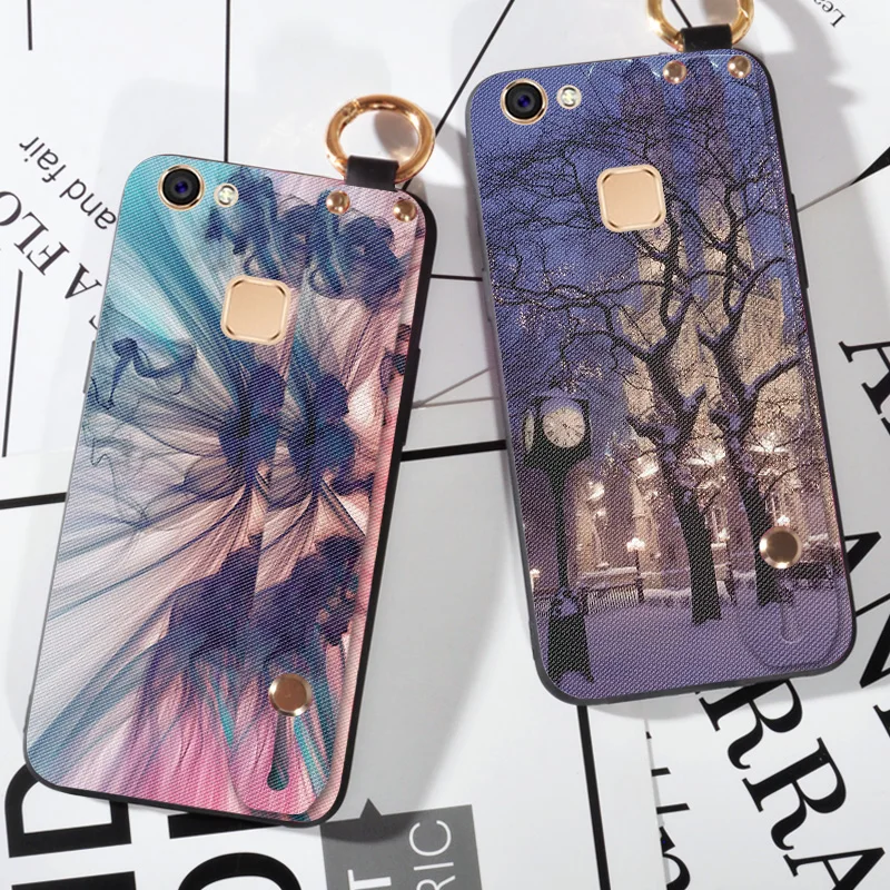 

Luxury Rivet Strap Stand Phone Case For BBK Vivo V5 Lite Y66 Y67 Y69 Case Fabric Cover For Vivo V7 Plus Y71 Y75 Y79