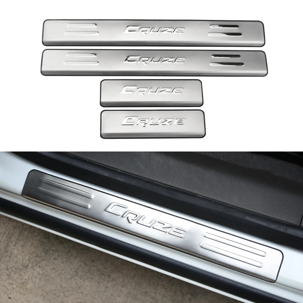 Stainless Steel Car Door Sill Doors Scuff Plate Trim Cover Sticker for
