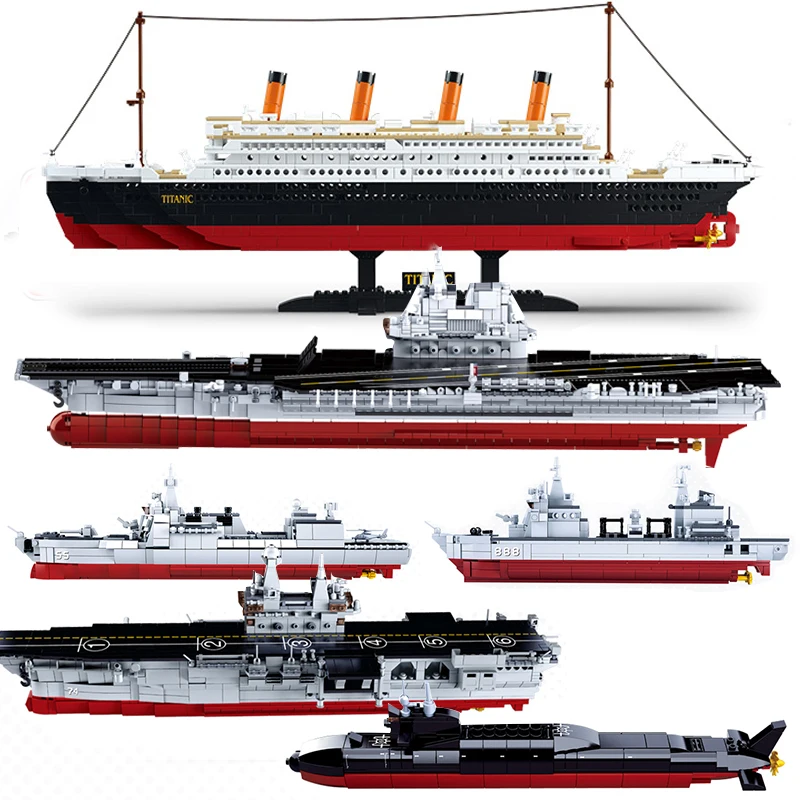 

Sluban compatible legoed city titanic RMS military Ship warship sets model building kits blocks DIY kids toys children bricks