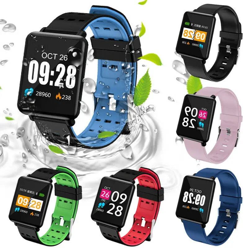 

Smart Band Watch Bracelet Wristband Fitness Tracker Blood Pressure HeartRate Android IOS