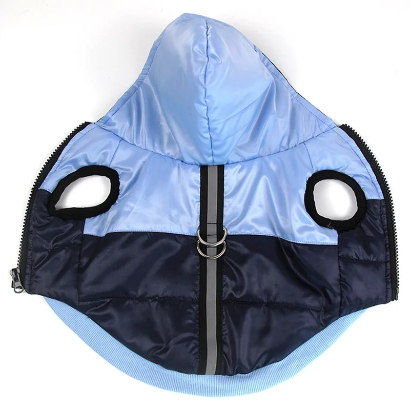 Зимние куртки для собак, модные Светоотражающие спортивные толстовки с капюшоном, водонепроницаемый дождевик Лабрадор Мопс таксы домашние любимцев, одежда XS XXXL - Цвет: blue