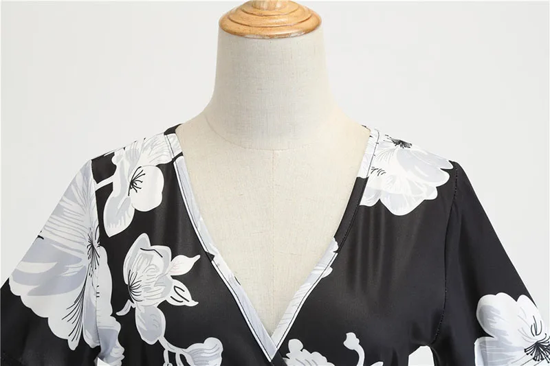 Элегантное винтажное летнее платье для женщин с коротким рукавом и v-образным вырезом повседневное ТРАПЕЦИЕВИДНОЕ ПЛАТЬЕ средней длины рокабилли Vestidos размера плюс