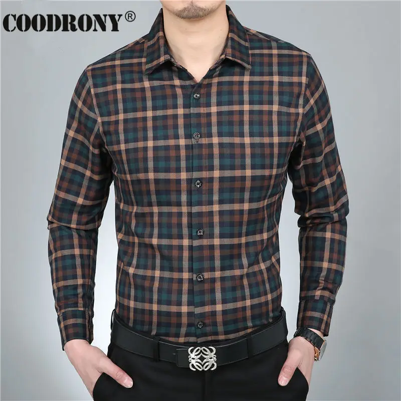 2016 Spring New 100% Pure Cotton Shirt Men Casual Dress Long Sleeve Plaid Shirts Brand Clothing Chemise Social Homme Marque 1104