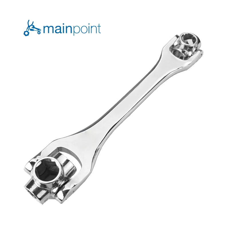 Mainpoint 8 in 1 Multi function Socket Wrench Polished Chrome Spanner Flexible Head Wrench