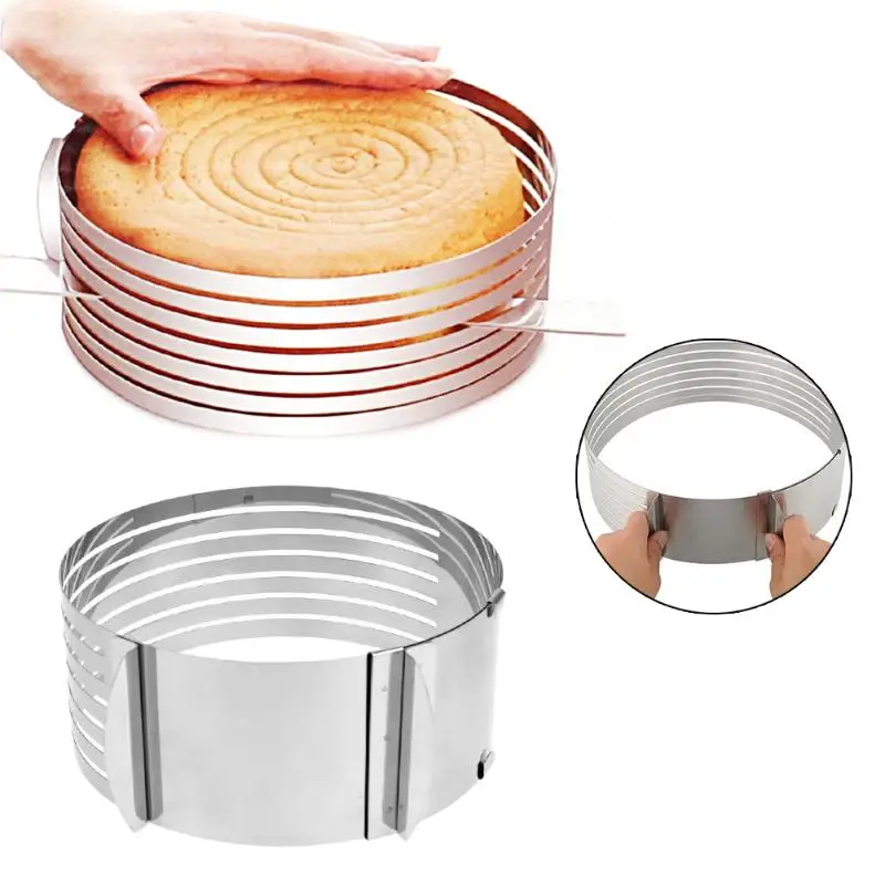 

Adjustable Stainless Steel Mousse Cake Layer Cut Tool Cake Slicer Device Mold Bakeware Cooking Cake RingTools Metal Circle