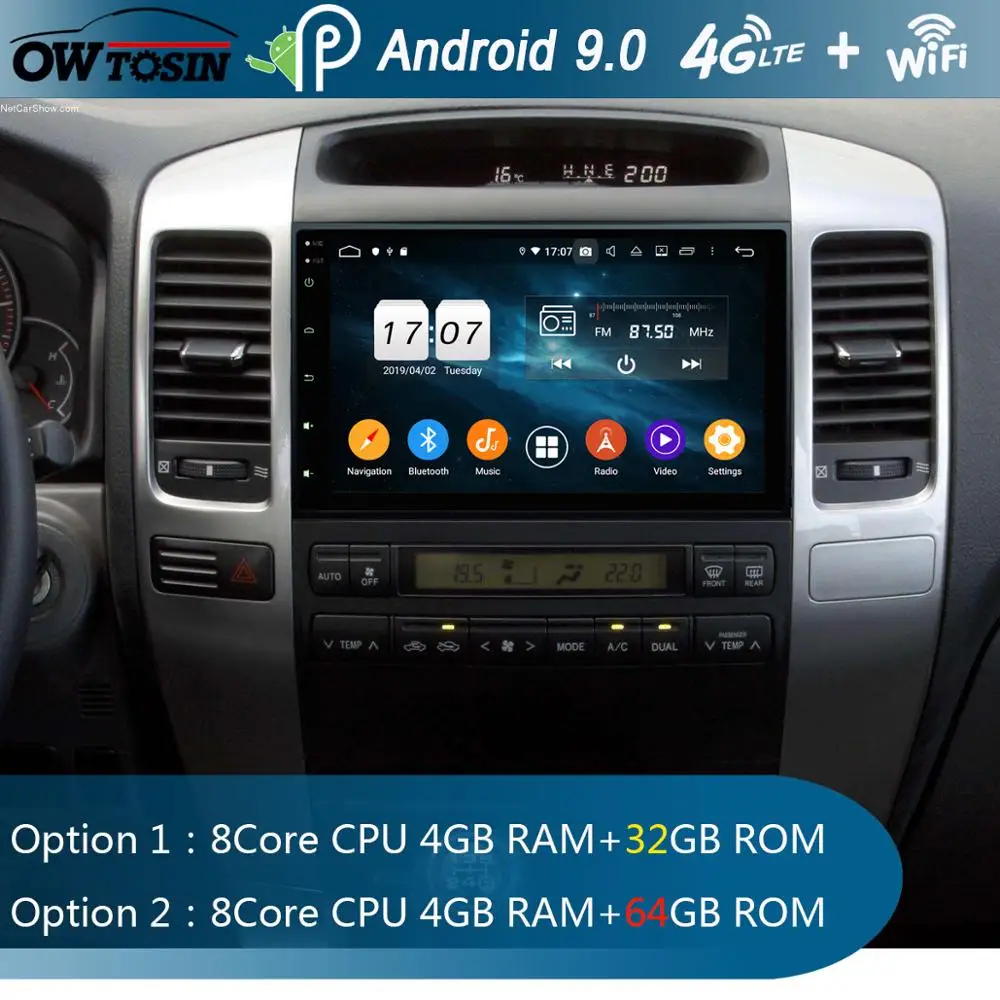 Автомобильный DVD плеер 9 &quotIPS 8 Core 4 Гб + 64 ГБ Android 0 для Toyota Prado 120 LC120 Land Cruiser 2002 2010 GPS