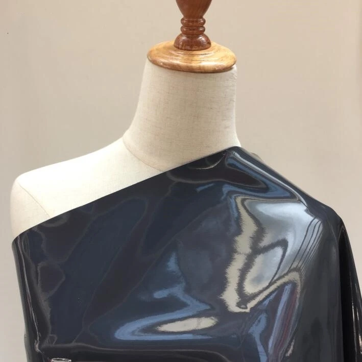 

Bright Metallic Dark grey Lacquer shiny mirror Coating PU leather fabric bag dress gloves diy Dance Garment textiles fabric,A523