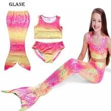 От 4 до 8 лет комплект бикини с хвостом русалки для девочек, купальный костюм, одежда для плавания, комплект детской одежды