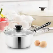 Thickening Stainless Steel Single Home Milk Pan Thickening Steam Pot Kitchen Milk Heating Single Handle Cooking Hot Milk Pan