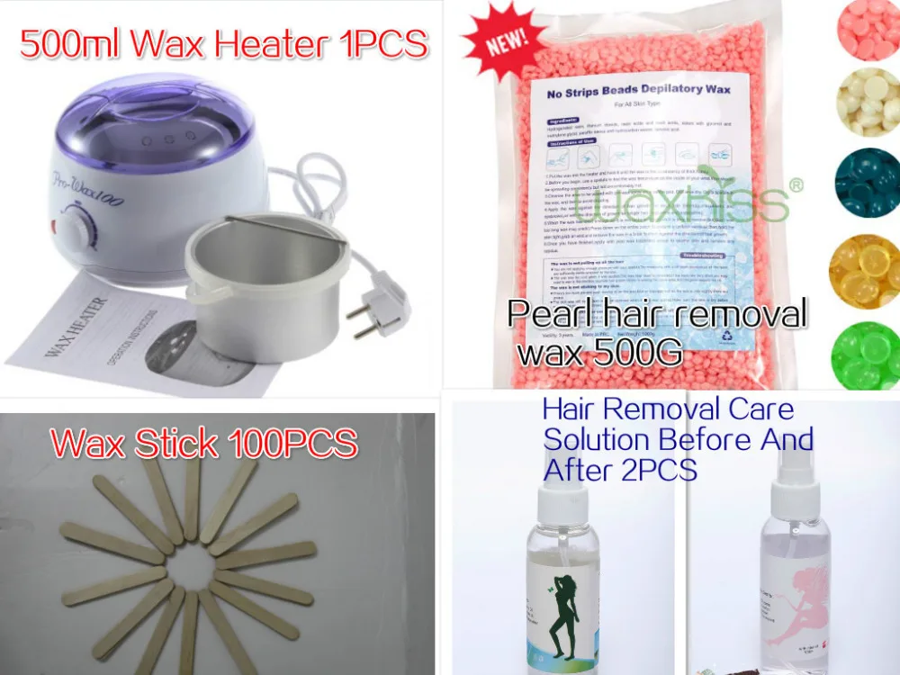 High Quality Wax Beads 500g Pearl Wax Free Paper Hair Removal 2pcs