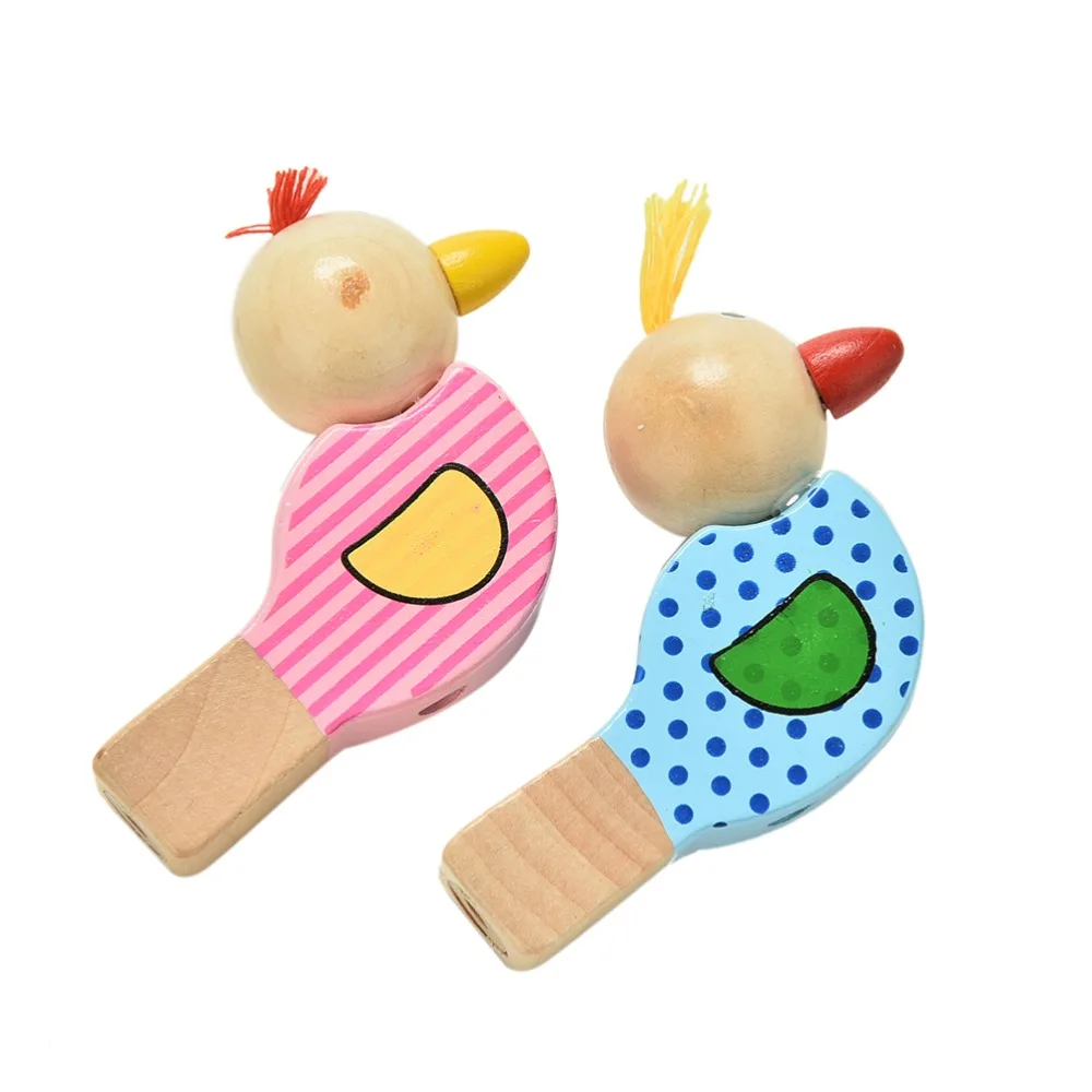 

1pc Cute Wood Music Instrument Toy Cartoon Bird Whistle Baby Pendant Wooden Musical Toys Christmas Halloween Gifts HOT